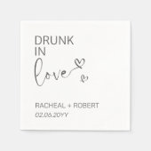 Serviette En Papier Simple ivre dans l'amour blanc moderne Mariage (Devant)