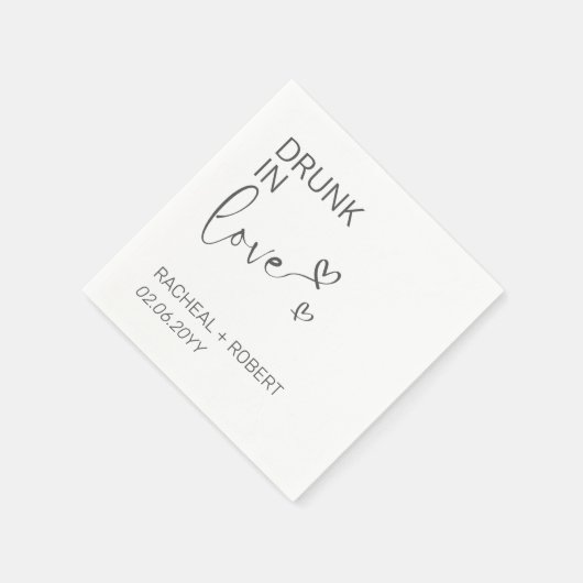 Serviette En Papier Simple ivre dans l'amour blanc moderne Mariage (Coin)