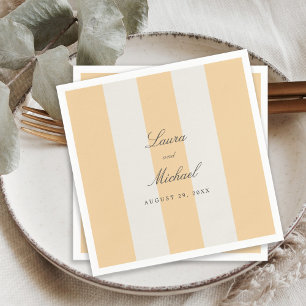 Serviette En Papier Simple Jaune et Blanc Cabane Rayures Mariage