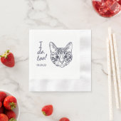 Serviette En Papier Simple je fais trop chat Mariage de dessin main (En situation)