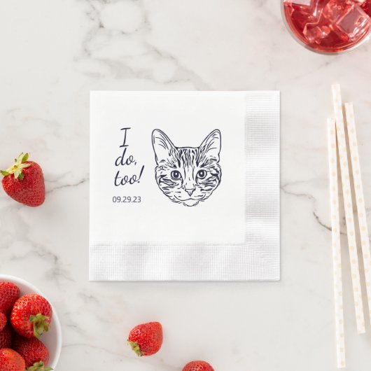 Serviette En Papier Simple je fais trop chat Mariage de dessin main (En situation)