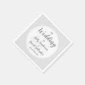 Serviette En Papier Simple Jour de mariage gris argent et blanc (Coin)