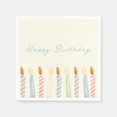 Serviette En Papier Simple "Joyeux anniversaire" avec fête aux bougies (Devant)