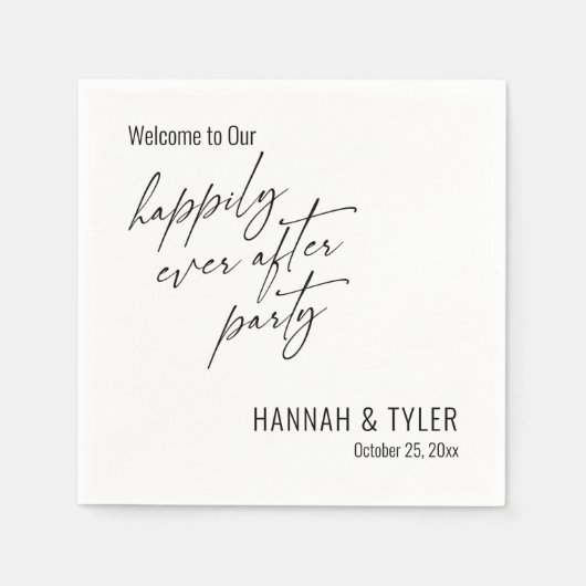Serviette En Papier Simple Joyeux Jamais Après La Fête Noir & Blanc (Devant)