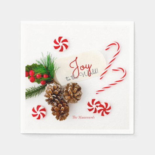 Serviette En Papier Simple Joyeux Noël moderne au monde (Devant)