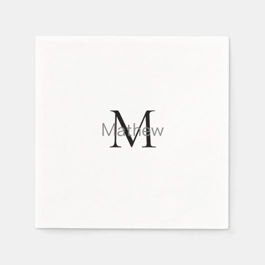 Serviette En Papier simple lettre initiale monogramme ajouter votre no (Devant)