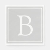 Serviette En Papier Simple Light Grey monogram (Devant)