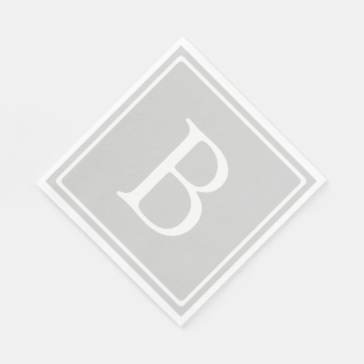 Serviette En Papier Simple Light Grey monogram (Coin)