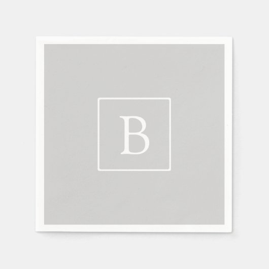 Serviette En Papier Simple Light Grey monogram (Devant)