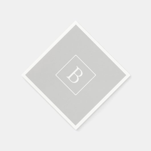 Serviette En Papier Simple Light Grey monogram (Coin)