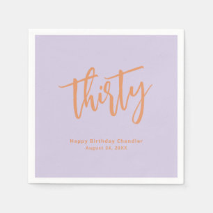 Serviette En Papier Simple Lilac et Retro Orange 30ème anniversaire