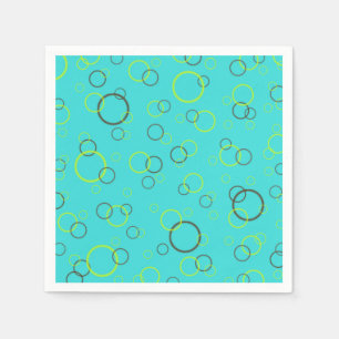Serviette En Papier Simple Lime et cercles bruns sur Motif Turquoise