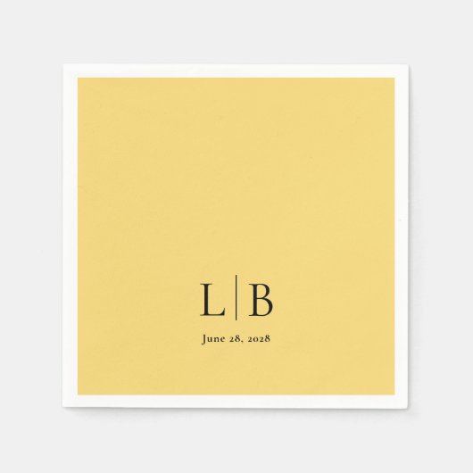 Serviette En Papier Simple Limite Citron goutte Mariage jaune (Devant)
