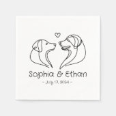 Serviette En Papier Simple Line Art Dog Moderne | Napkins Mariage (Devant)