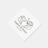 Serviette En Papier Simple Line Art Dog Moderne | Napkins Mariage (Coin)
