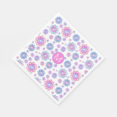 Serviette En Papier Simple Lotus Flower Pink Pasalog Vert Monogramme (Coin)
