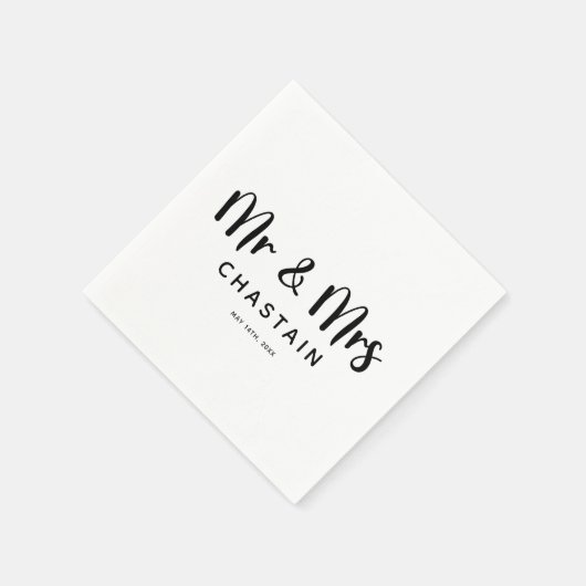 Serviette En Papier Simple, M. & Mme | Monogramme Mariage (Coin)