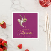 Serviette En Papier Simple Magenta Gold Angel Béni Script religieux (En situation)
