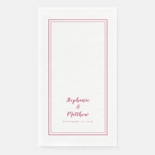 Serviette En Papier Simple Magenta Red Moderne Minimal Mariage Dîner (Devant)