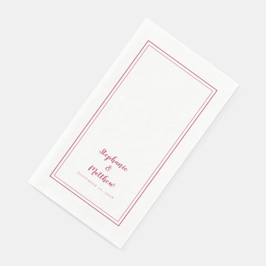Serviette En Papier Simple Magenta Red Moderne Minimal Mariage Dîner (Coin)