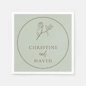 Serviette En Papier Simple Mariage Bohème Floral Sage Vert (Devant)