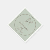 Serviette En Papier Simple Mariage Bohème Floral Sage Vert (Coin)