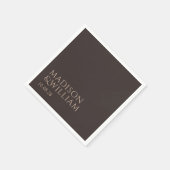 Serviette En Papier Simple Mariage Chic Moderne Marron (Coin)