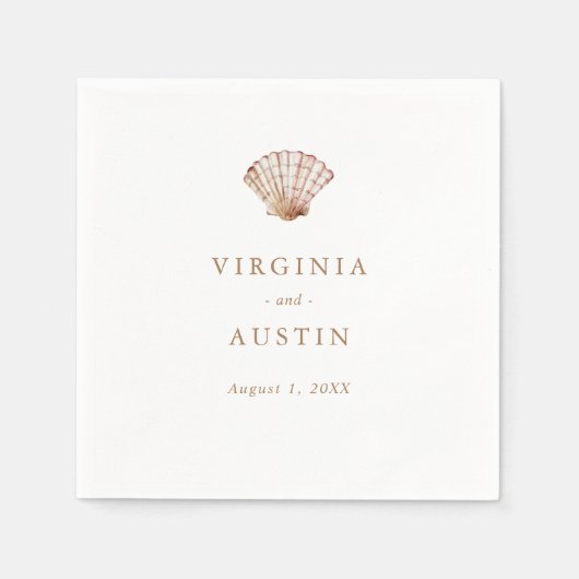 Serviette En Papier Simple mariage coquillage (Devant)