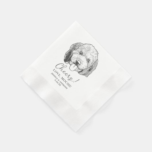 Serviette En Papier Simple Mariage de dessin main de chien (Coin)