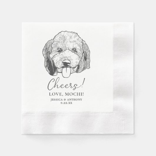 Serviette En Papier Simple Mariage de dessin main de chien (Devant)