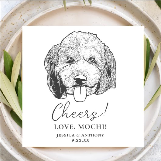 Serviette En Papier Simple Mariage de dessin main de chien