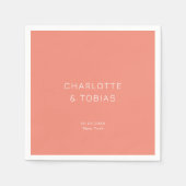 Serviette En Papier Simple mariage élégant corail (Devant)