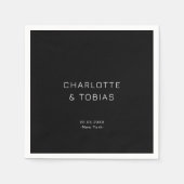 Serviette En Papier Simple mariage élégant en noir (Devant)