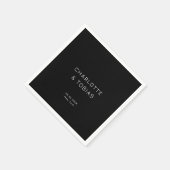 Serviette En Papier Simple mariage élégant en noir (Coin)