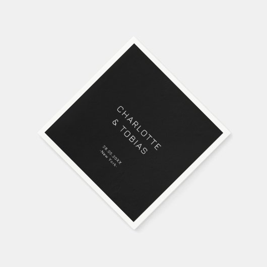 Serviette En Papier Simple mariage élégant en noir (Coin)