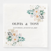 Serviette En Papier Simple Mariage Fleur Romance personnalisé (Devant)