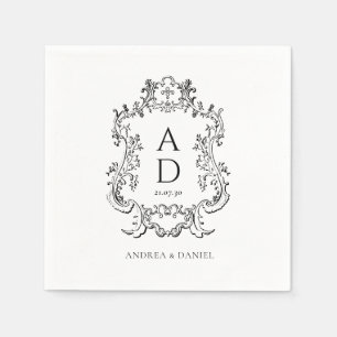 Serviette En Papier Simple Mariage Floral Blanc