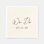 Serviette En Papier Simple mariage moderne à la crème (Devant)