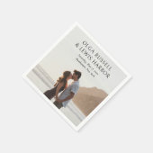 Serviette En Papier Simple Mariage Moderne Noir (Coin)
