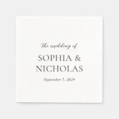Serviette En Papier Simple Mariage Moderne Noir et Blanc (Devant)