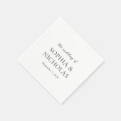 Serviette En Papier Simple Mariage Moderne Noir et Blanc (Coin)