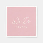 Serviette En Papier Simple Mariage Moderne Rose (Devant)