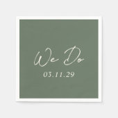 Serviette En Papier Simple mariage moderne vert olive (Devant)