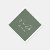 Serviette En Papier Simple mariage moderne vert olive (Coin)