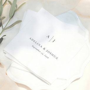 Serviette En Papier Simple Mariage Monogramme Minimaliste Typographie
