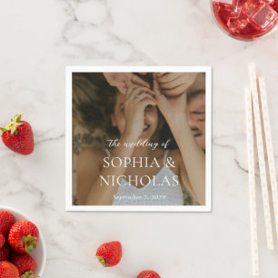 Serviette En Papier Simple Mariage photo moderne noir et blanc