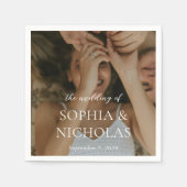 Serviette En Papier Simple Mariage photo moderne noir et blanc (Devant)