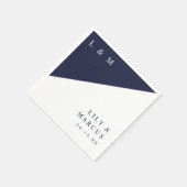 Serviette En Papier Simple Marine Bleu Blanc Élégant Mariage Monogramm (Coin)