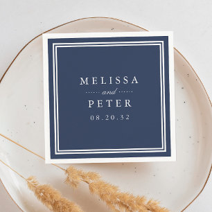 Serviette En Papier Simple marine et Mariage blanc