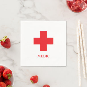 Serviette En Papier Simple MÉDECIN & Premiers Secours, Croix, Ambulanc